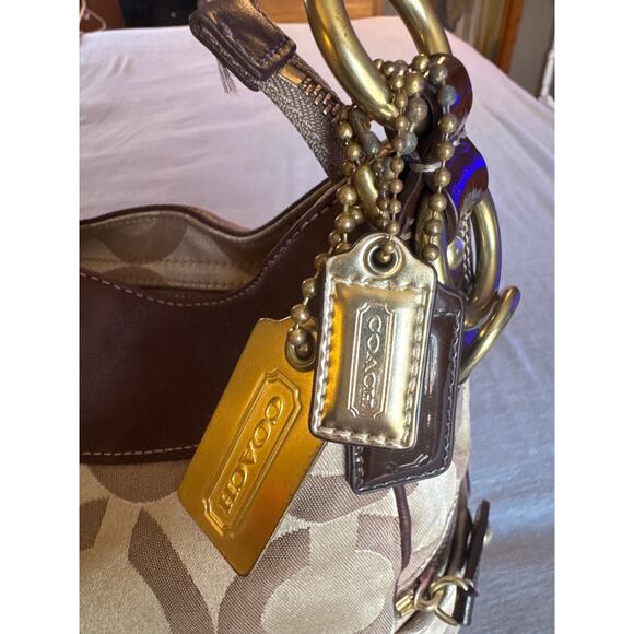 Coach Madison Signature C Logo Leather Trim Hobo Shoulder Bag - Picture 15 of 15